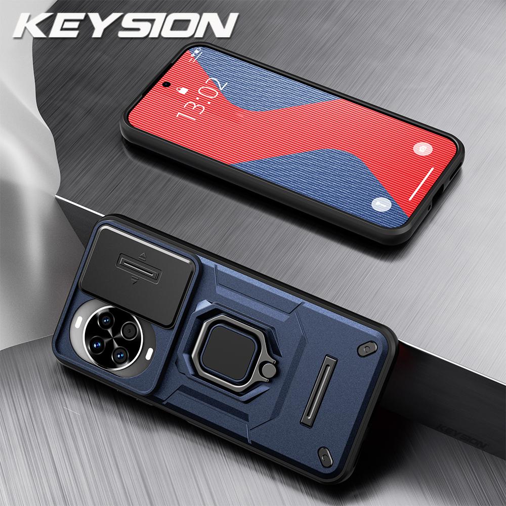 KEYSION Противоударный чехол для Huawei nova 14 14 Pro с выдвижной защитой камеры, металлической кольцевой подставкой, задняя крышка для телефона Huawei nova14Pro