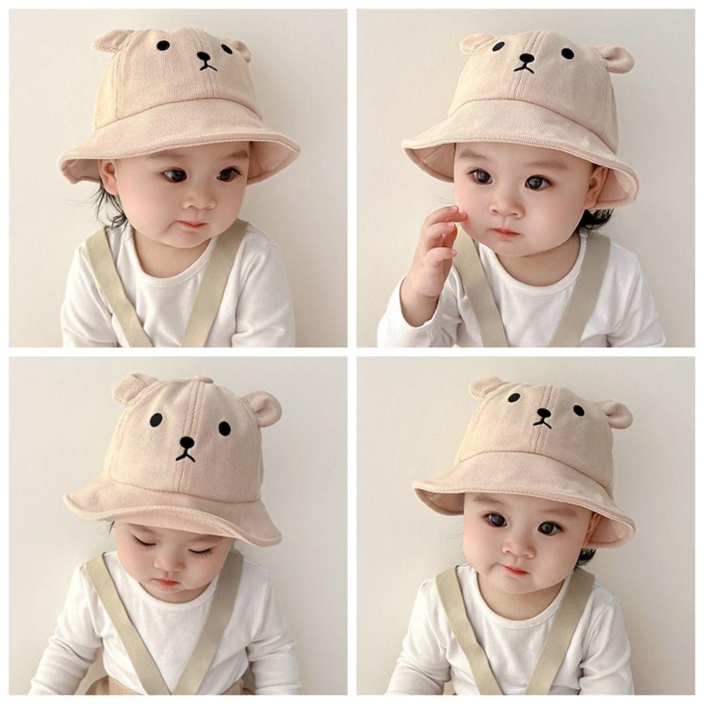 Cotton Baby Bucket Hat Korean Boys Girls Sunhat Lovely Baby Bear Hat Toddler