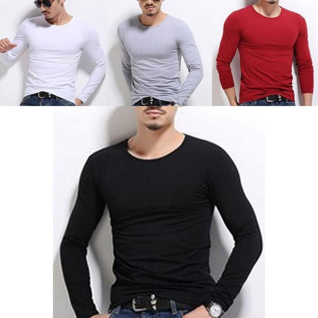 New Men's Long Sleeve Fashion Slim Fit Solid Color Sport Bottoming T-shirts Premium Quality And Superior Comfort