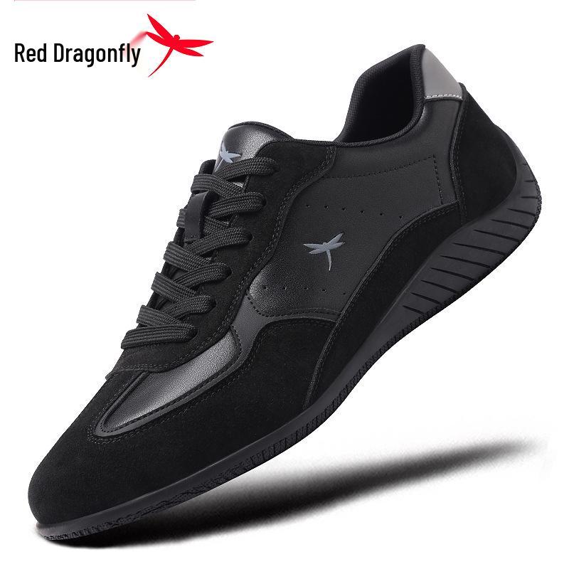 Red Dragonfly Men's Genuine Leather Retro German Trainers - 2026 Spring Collection, Wear-Resistant, Versatile, Casual Sneakers.