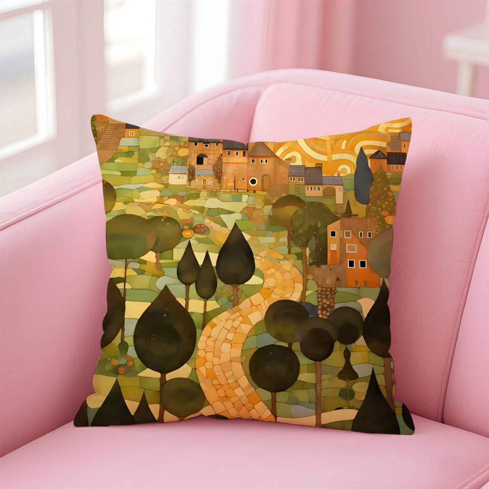 Art Gorgeous GGustav KKlimt Oil Painting Cushion Cover Pillow Case Soft Skin Friendly Fabric Comfort Concealed Zipper