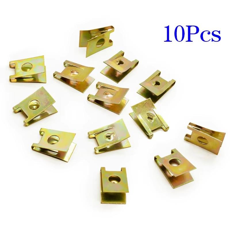 10/20/30/50/100pcs Car Screw Base U-Type Clips Car Fastener Clips Motor Automobile Engine Fender Bumper Guard Plate Clamp