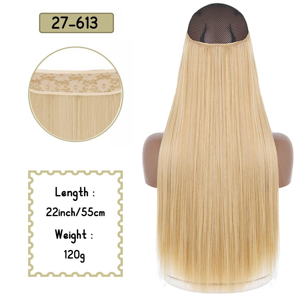 Синтетические длинные прямые невидимые накладные пряди для волос с секретной прозрачной леской для волос для женщин без зажима для волос