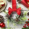 1/6pcs New Pinecone Christmas Wreath 3D Red Berry Artificial Garland Festive Door Hanging Ornament Navidad Decoration