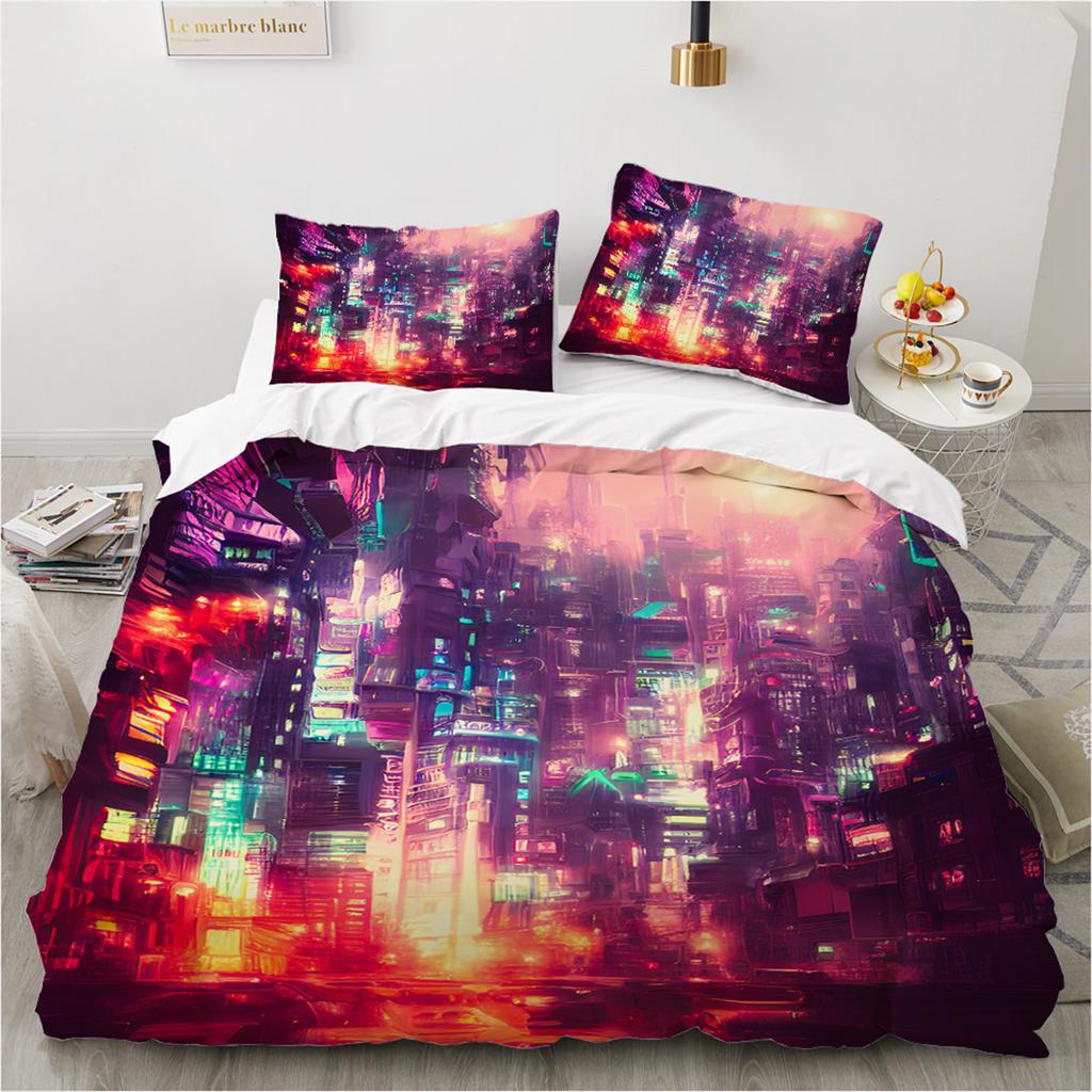 Комплект постельного белья с видом на город, цифровая печать, комплект пододеяльников, наволочка из ультратонкого волокна, новое оптовое покрывало