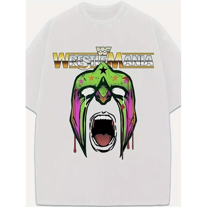 Мужская винтажная футболка WWF Wrestlemania Ultimate Warrior с официальным логотипом маски рестлера и культовым логотипом WWF Ретро-мерчендайз для фанатов и