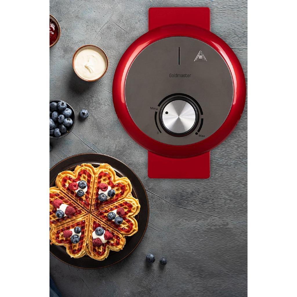 Sugar 1000w Deep Plate Heat Controlled Waffle Maker Red