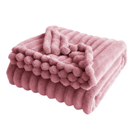 Пушистый плед, пушистый толстый плед-пузырь, уютный теплый полосатый плюшевый плед для дивана, дивана, спальни, гостиной, для использования зимой