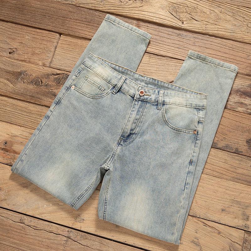 Мужские облегающие светлые эластичные джинсы в стиле ретро 2024 года — модные и универсальные
