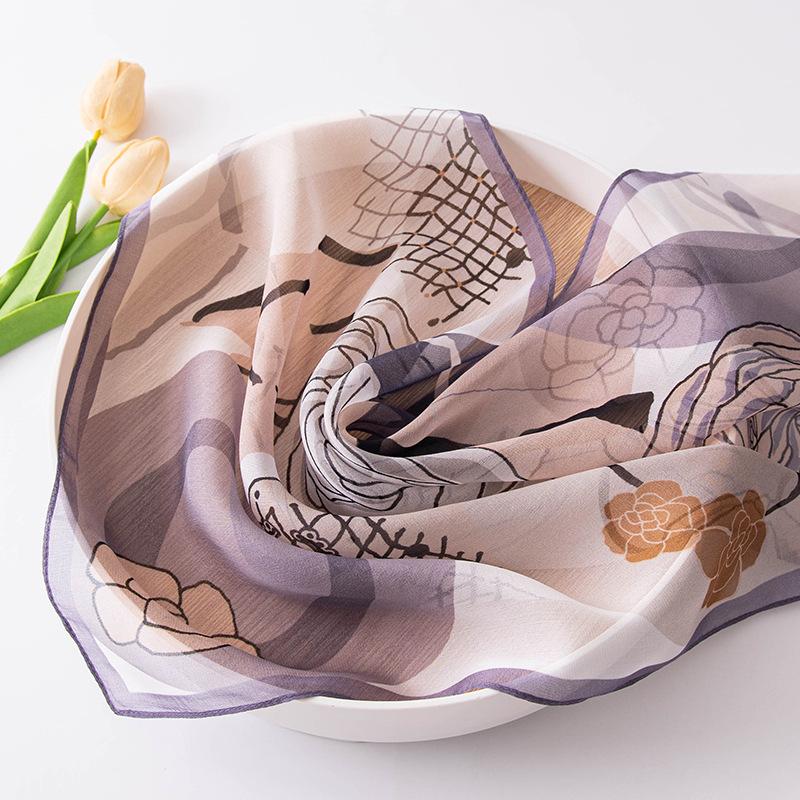 Шелковый шарф Mulberry, тонкий шарф с цветочным принтом в китайском стиле, четыре сезона, высококачественный женский газовый шарф
