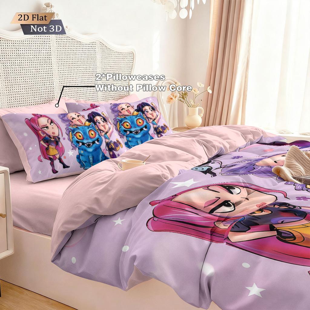 3pcs K-Pop Demon Hunters Printed Chipless Bedding Set Soft and Comfortable Dormitory Bedroom Multiple Sizes Machine Washable