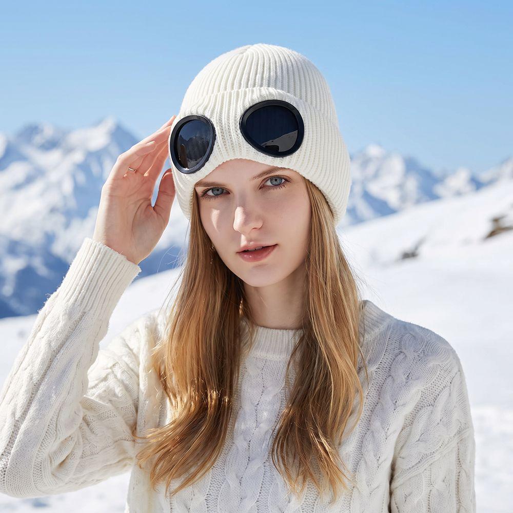 Removable Glasses Warm Ski Mask Hats Windproof Knitted Hat Fashion Winter Glasses Caps Outdoor