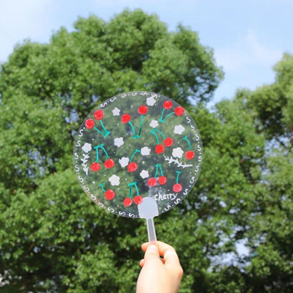 DIY Transparent Hand Fans Portable Graffiti Fan Funny DIY Blank Fan  Kindergarten