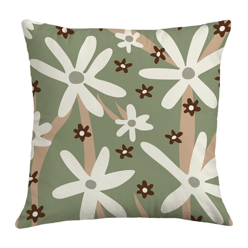 Popular Green Plant Printed Sofa Pillow, Simple Ins Style, Fresh and Refreshing Pillow