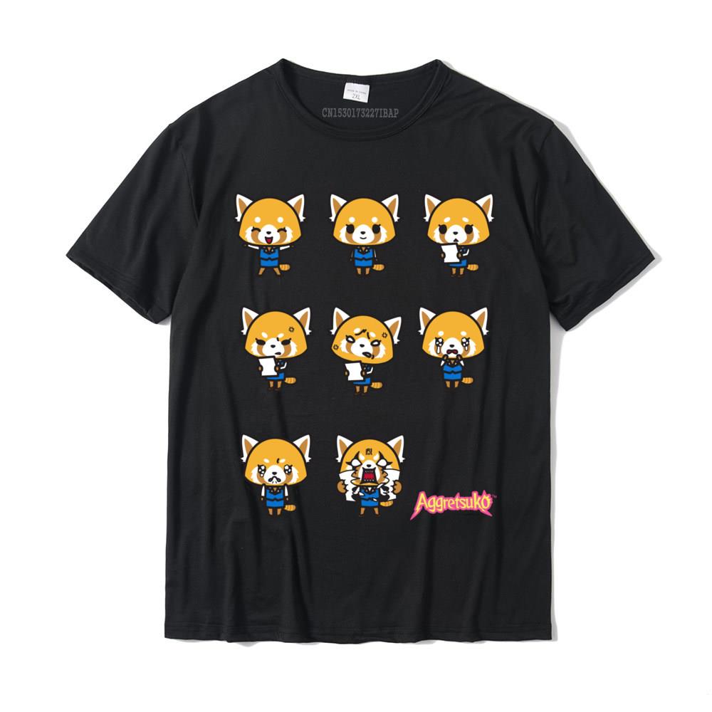 Aggretsuko Current Mood Short Sleeve Shirt T Shirts Fitness Tight High Quality Cotton Tops Shirts Europe For Men