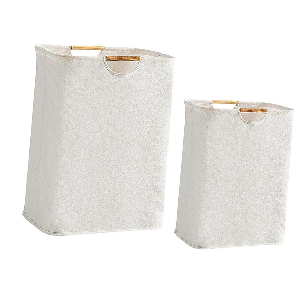 Большая корзина для белья, водонепроницаемая корзина для белья с деревянной ручкой для бытовой ванной комнаты