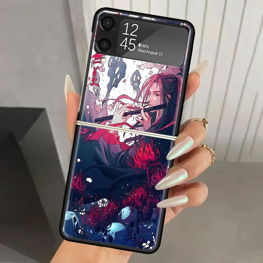 Чехол для телефона Mo Dao Zu Shi из твердого поликарбоната для Samsung Galaxy Z Flip 7 6 5 4 3 Черный ZFlip7 ZFlip6 Flip5 Flip4 Flip3 5G Печатная крышка