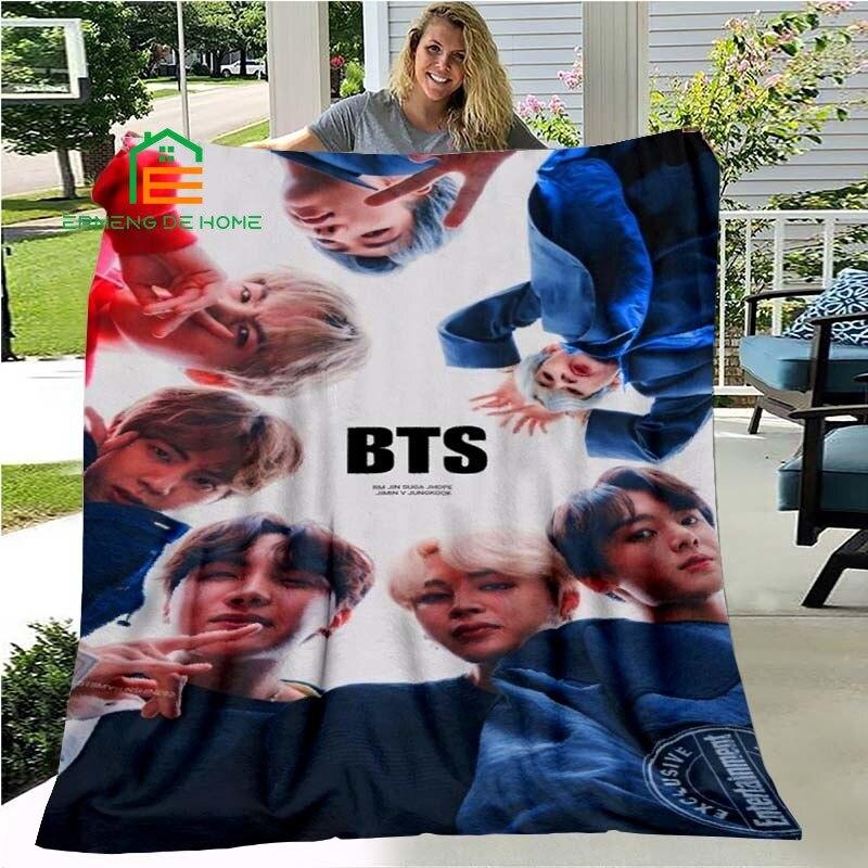 K-pop Bangtan Звезда Фланелевый Плед Теплое Одеяло для Дома, Пикника, Путешествий, Самолета, Офиса и Для Взрослых, Детей 5 Размеров