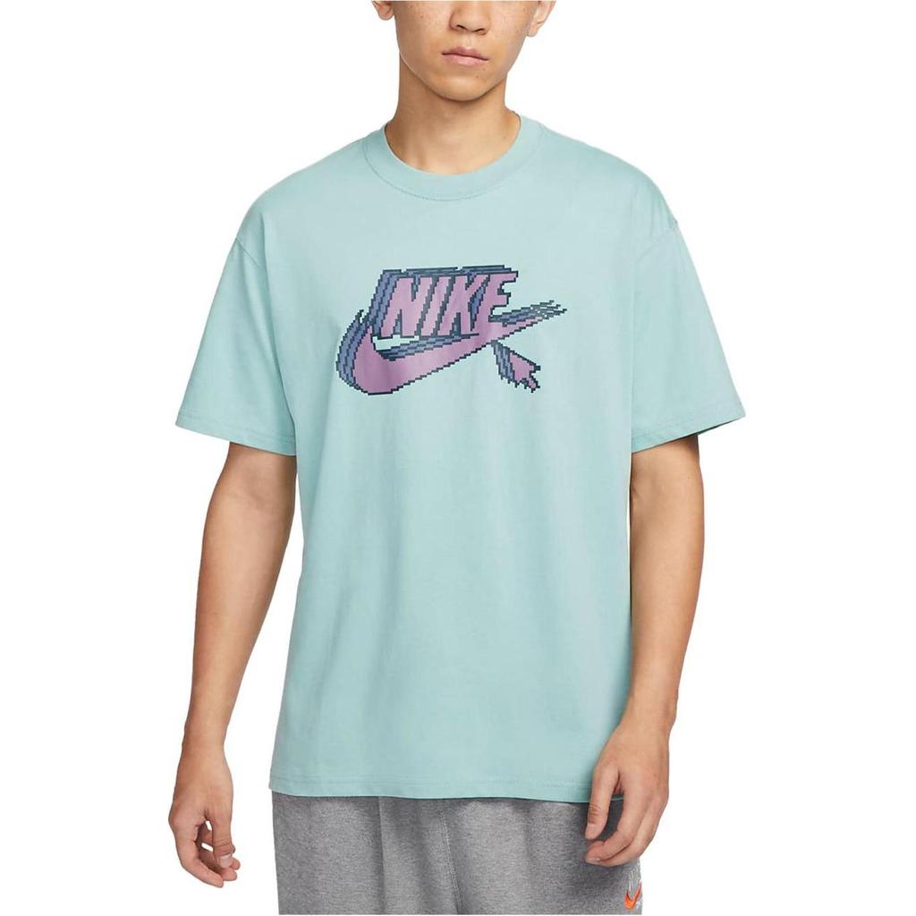 Nike Спортивная одежда с буквенным принтом и логотипом, свободная футболка с короткими рукавами, мужские топы, минеральные FD1297-309