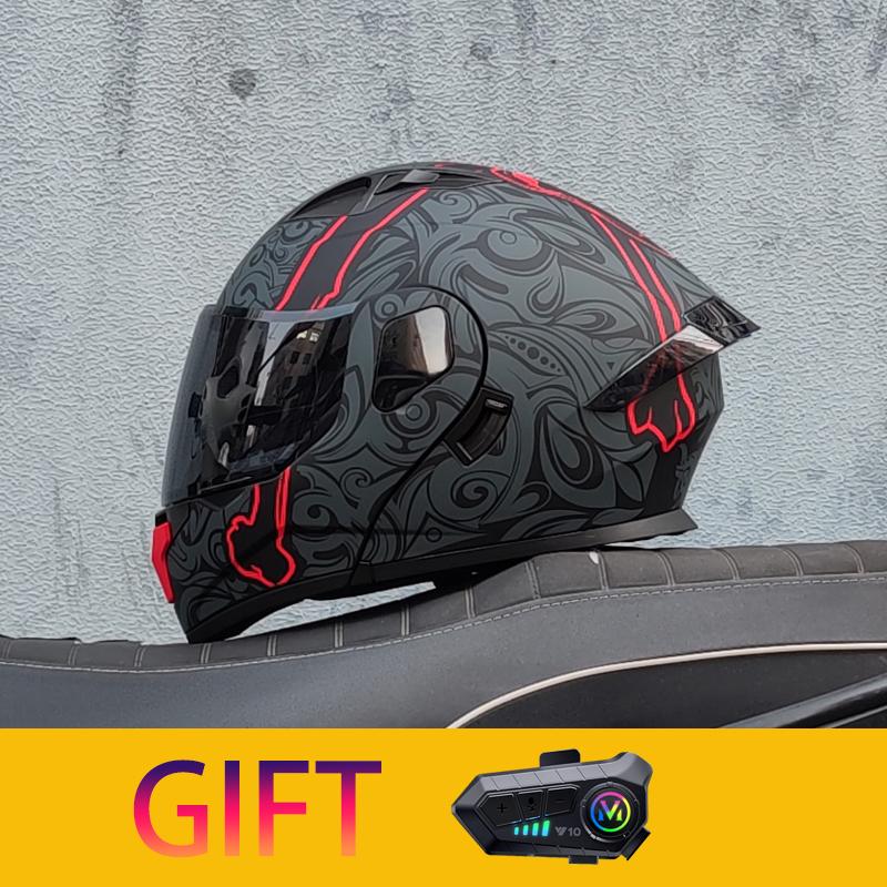 ORZ Мотоциклетный шлем Модульный шлем-флип с двойным визором Полнолицевой шлем Поставляется с Bluetooth-наушниками Модель 103