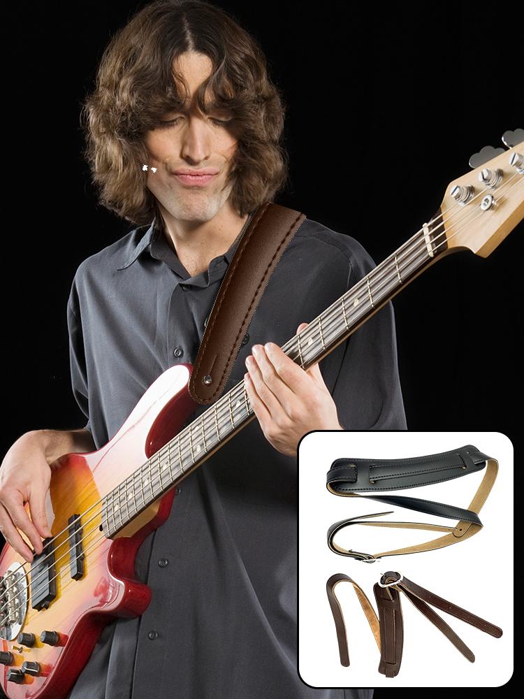 Кожаный Мягкий Ремень Регулируемой Длины Ремень для Фольклорной Гитары с Наплечником Ремень для Электрогитары для Акустической Электрической Фольклорной Бас-гитары