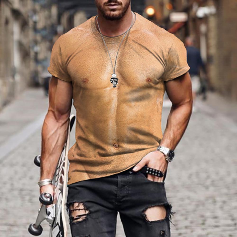 Футболка с 3D принтом «Мышцы тела», мужская летняя футболка, одежда, модные уличные футболки с телесным узором, большие размеры, мужской модный короткий рукав