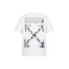 Off-White Цветочный Шахматный Стрелка Вышивка Мода Легкая Роскошь Модный Универсальный Футболка Унисекс Топы OFFTEGOFF053Q
