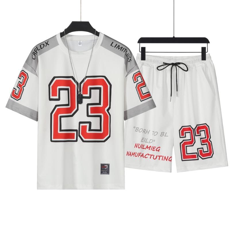 Корейский повседневный спортивный костюм Новый летний мужской костюм Спортивный костюм Дышащий