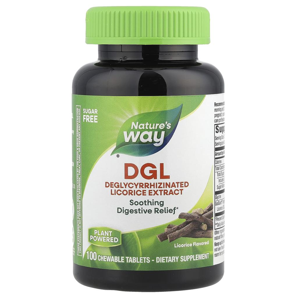 Nature's Way, DGL, экстракт солодки без глицирризина, 100 жевательных таблеток