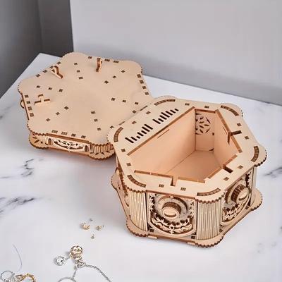 Сделай сам 3D Сундук с сокровищами Деревянная игра-головоломка Сборка Подарок Подарок Взрослый Конструктор Сундук с сокровищами