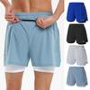 Men Summer Swim Shorts Sportswear 2 In 1 Compression Jogging Short Beach Casual Pants Double-deck Bottoms with Zipper Pockets