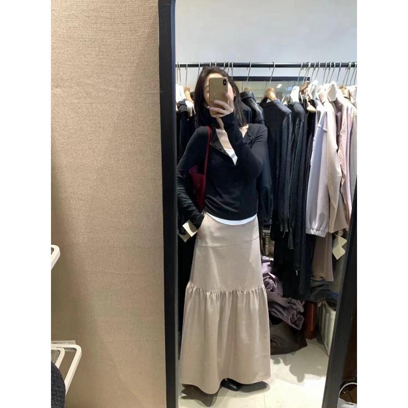 Весенняя рубашка с полумолнией, контрастная, с имитацией двух частей, женский топ, приталенная по талии, плиссированная, с длинным рукавом, ретро, базовая рубашка