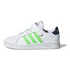 adidas Neo Grand Court Удобные Модные Прочные Детские Кроссовки с Низким Верхом Детские Кроссовки Белый Зеленый GX5746
