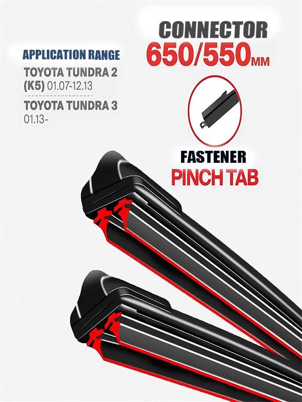 Pinch Tab Wiper Blades 650/550mm (26"+22") for Toyota Tundra 2 (XK50) & 3 (XK70)