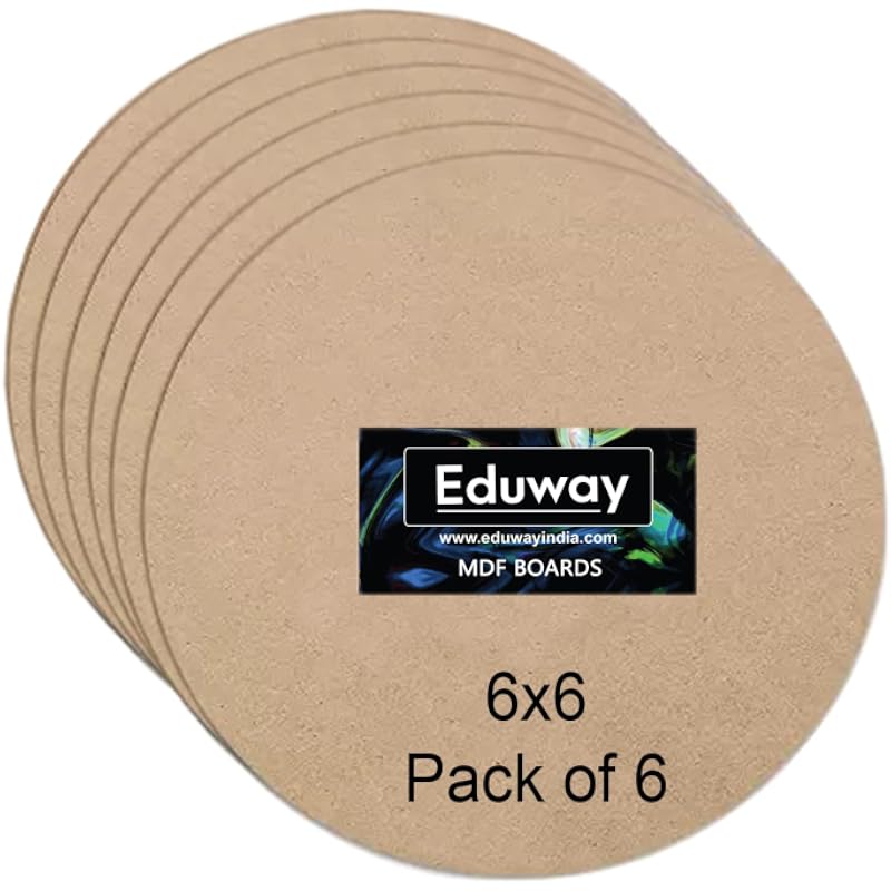 Eduway Круглая МДФ Доска 6 Дюймов для Мандалы, Липпан, Resin Art & Craft, Толщина 4 мм, Pof 4 Премиальный Картонный Материал для Искусства