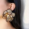 Европейские и американские преувеличенные эмалевые металлические модные серьги-пусеты в виде большого цветка, серьги в праздничном стиле с чувством дизайна