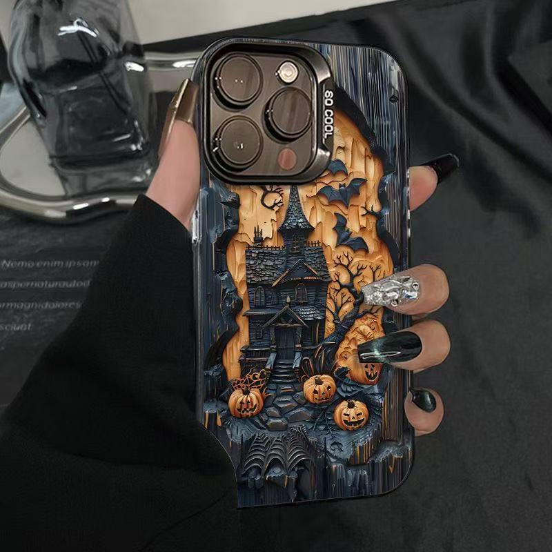 Мультяшный чехол «Тыквенный Дьявол» для iPhone 7/8 Plus, 15 Plus, 17 Pro - Противоударный дизайн в стиле Apple