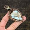 Ларимар, Лабрадорит Ручная работа Медная проволочная оплетка Подарочный кулон 3,43" w4C85