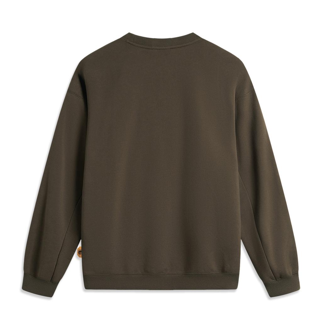 Li-Ning Свитшот с длинным рукавом на флисовой подкладке, мужские топы, сланцево-коричневый AWDU515-4