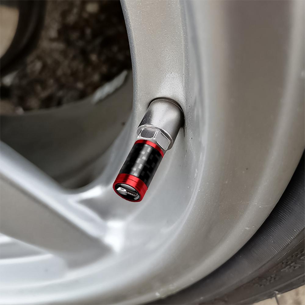 T27Car Styling 4Pc Auto Tire Carbon Fiber Metal Valve Caps Badge For Volkswagen VW R Polo Passat Rline Golf Tiguan Jetta GTI Touran