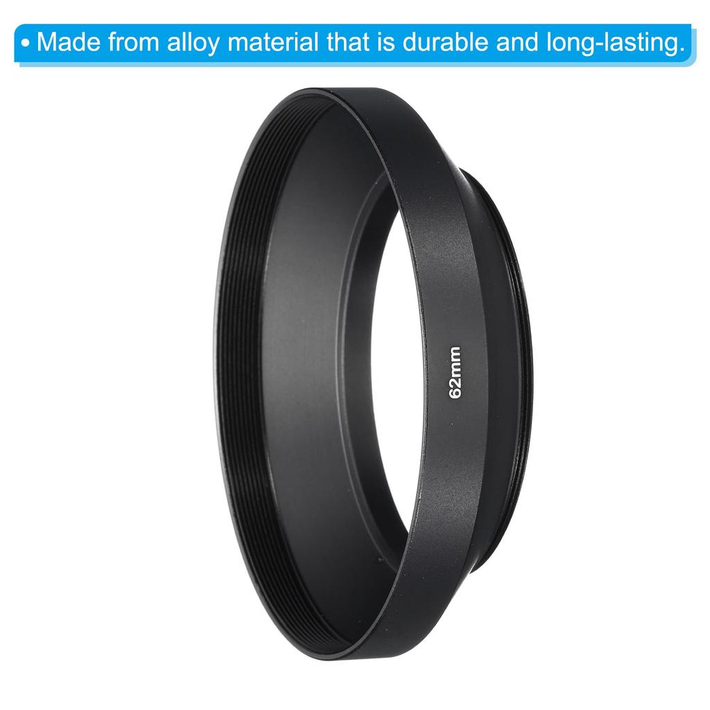PATIKIL 62mm Lens Hood Wide Angle Matte Surface Internal Hood 82mm Lens Cap with Cleaning Cloth for Camera Lens Black Anti-Reflection