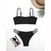 Split Swimsuit Pure Color Tight Sexy Beach Bikini Solid Color Two Piece Swimwear For Women Summer Bathing Suit