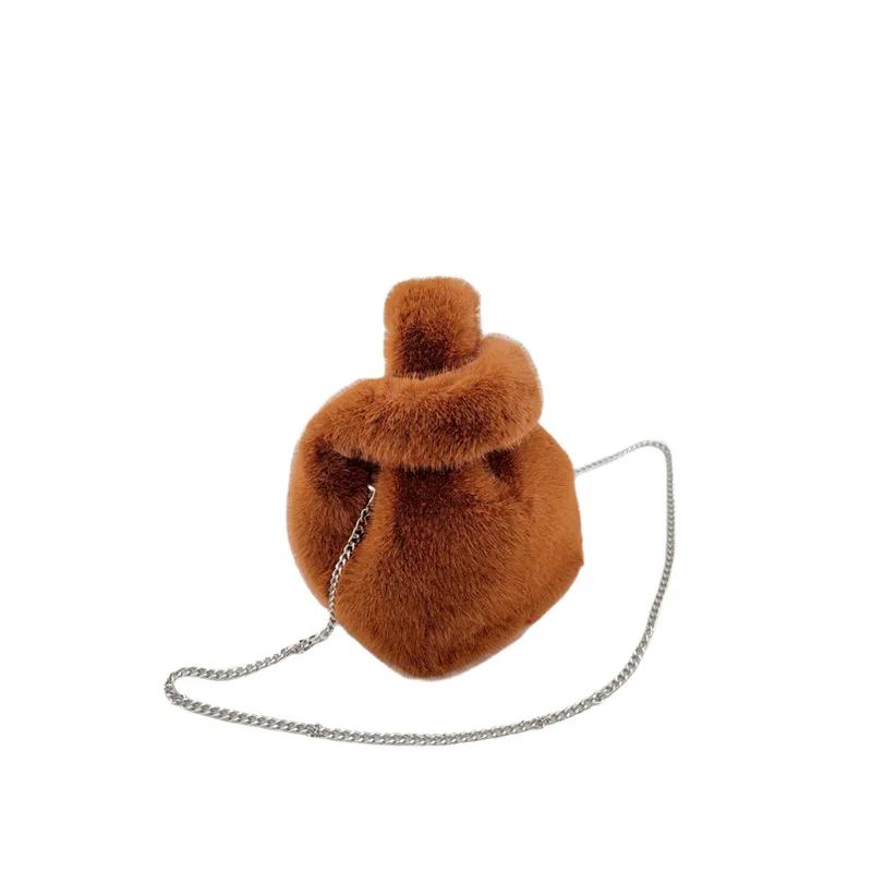 Fluffy Faux Mink Fur Bag Winter Tote Bags for Women Handbags Soft Warm Wrist Bag Chains Shoulder Crossbody Bags Mini Clutch