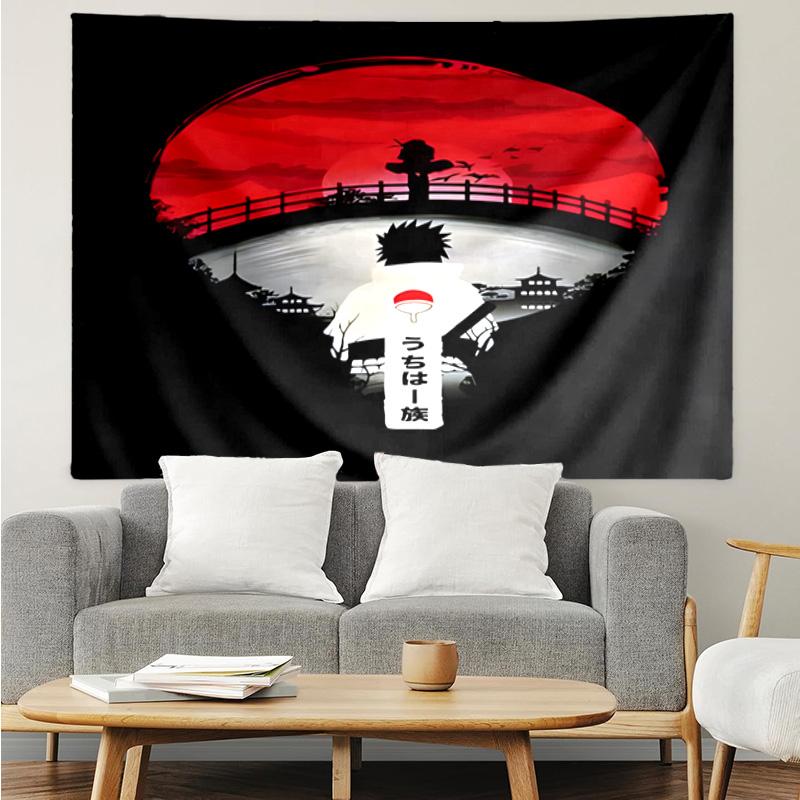 1PC Anime Red Clouds On Black Background K-pop music group Tapestry Accessories for Bedroom,Livingroom, dormitory Room Wall Decor Fan Birthday Gifts