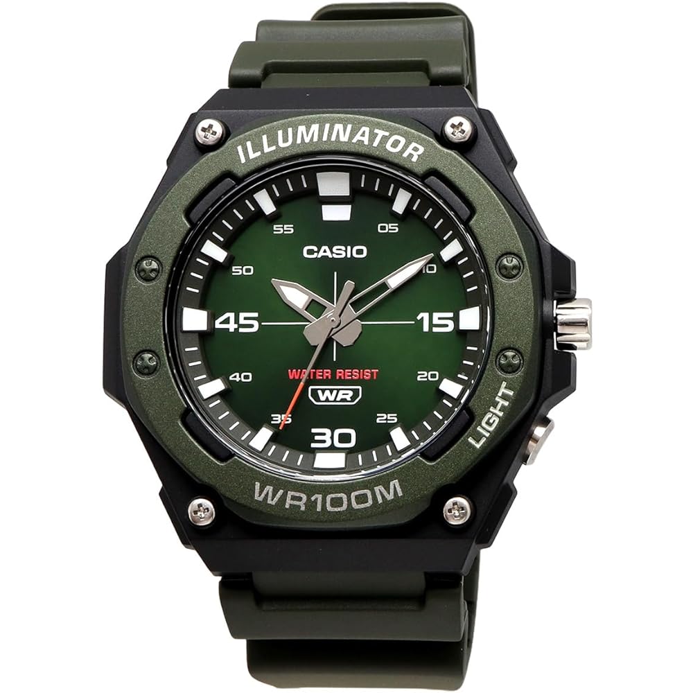 Casio Стандартные аналоговые кварцевые часы со светодиодной подсветкой MW-620H-3AV Мужские Зеленые Зарубежная модель