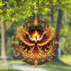 Phoenix Mythical Creatures Design Wind Spinner Art - 25.4 Cm Double-Sided Metal Garden Decor with Swivel Hook