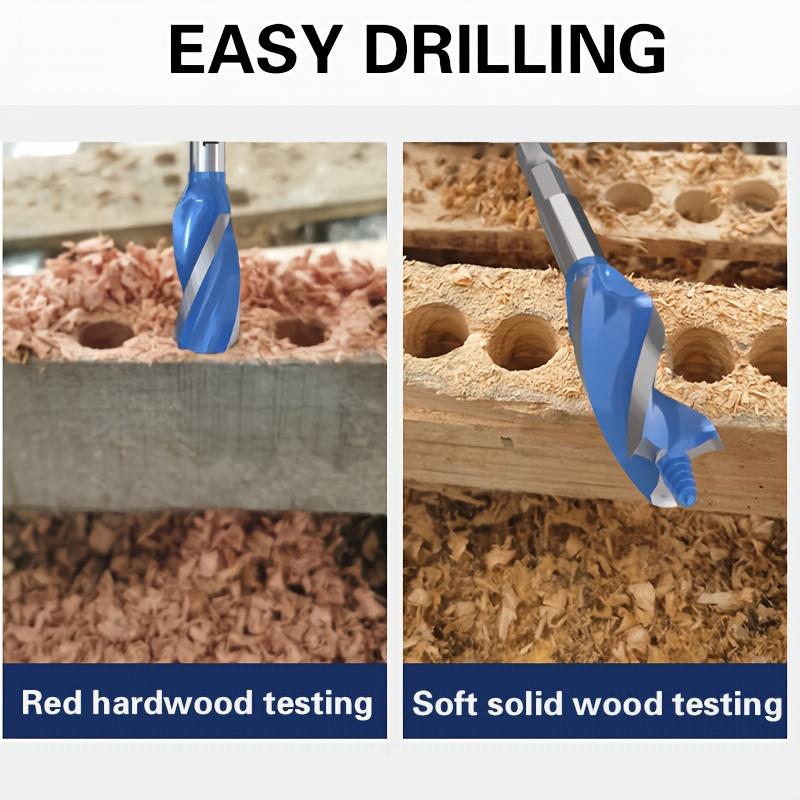 Набор из 6 сверл по дереву, 4 канавки 4 лезвия, шестигранный хвостовик, углеродистая сталь, круглые с квадратным концом, для дверных замков, ящиков, сверлильные инструменты