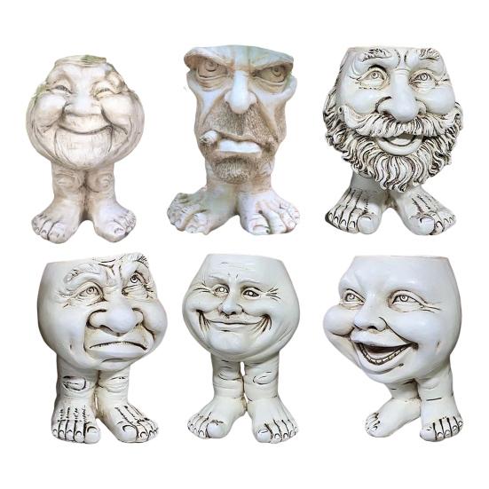 Fanyil Joy Planter Resin Sculpted Sheremart Joy Planter Face Statue Flower Pot with Feet for Indoor Outdoor Plants Decoration