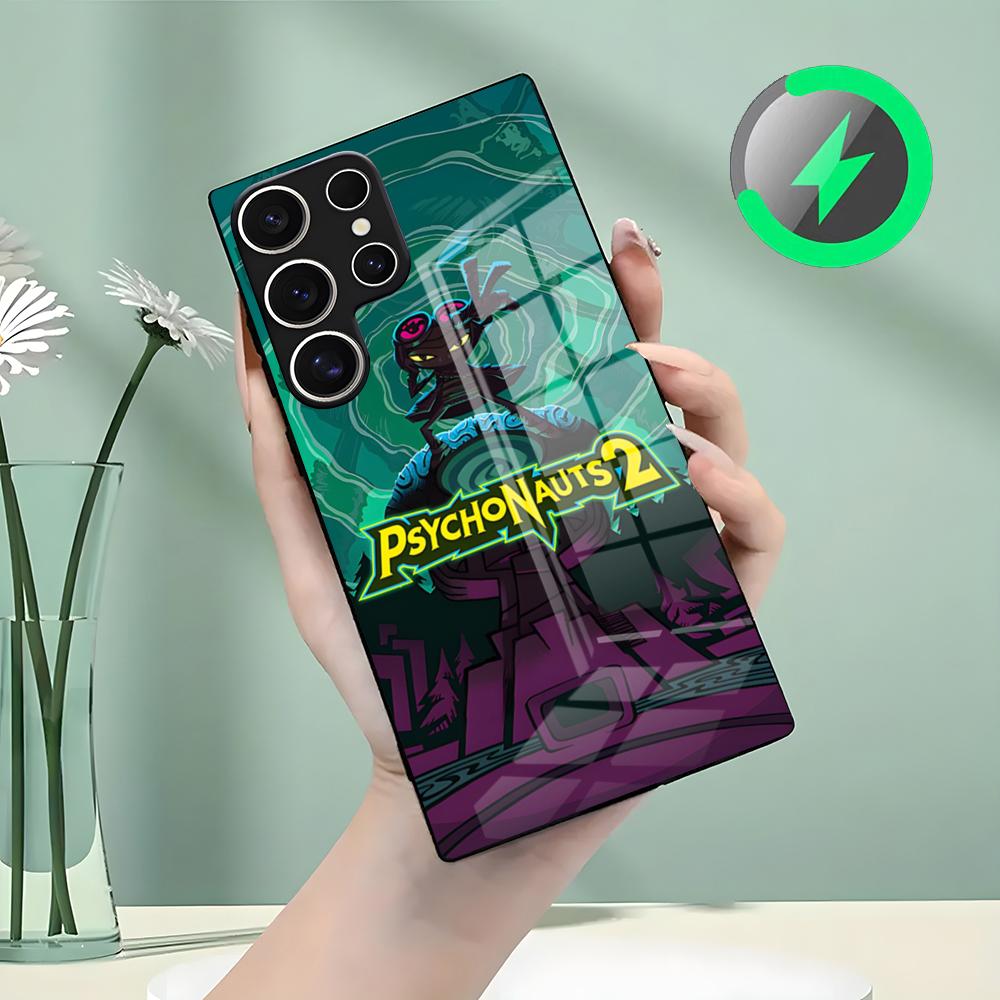 Чехол для телефона P-Psychonauts-S для Samsung S26 S25 S24 S23 S22 S21 S20 Edge Ultra Plus FE Для Magsafe Стеклянный чехол