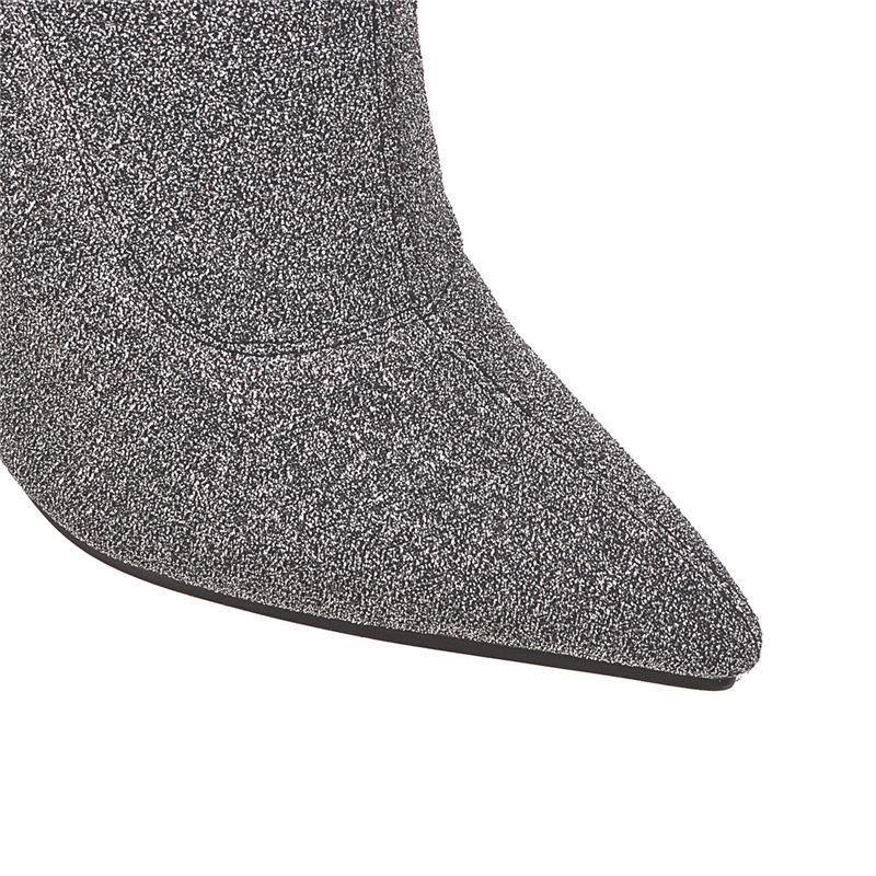 Женские сапоги на высоком каблуке, сексуальные сапоги в европейском и американском стиле, на тонком каблуке с острым носком и леопардовым принтом, большие размеры, эластичные сапоги